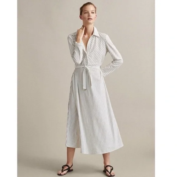 Massimo Dutti | Dresses | Massimo Dutti White Striped Maxi